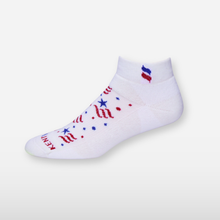 Arctic White sock with red and blue stars and stripes pattern.