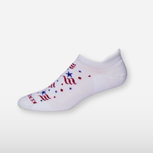 Arctic White sock with red and blue stars and stripes pattern.