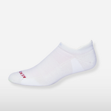 Arctic White low sock with grey background.