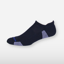 Black low sock with grey background.