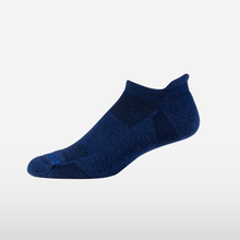 Midnight low sock with grey background.